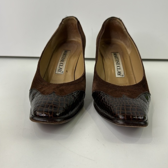 Martine Clay Brown Suede Heel Pumps - Picture 2 of 12